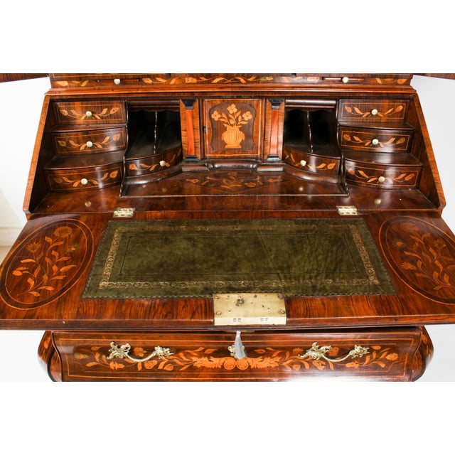 Antique 18th Century Dutch Walnut Marquetry Bureau Cabinet For Sale - Image 14 of 18