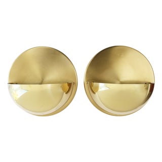 Mid-Century Modern Minimalist Brass Wall Lamps, 1960s, Set of 2 For Sale