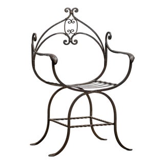 Mid Century Iron Savonarola Chair For Sale