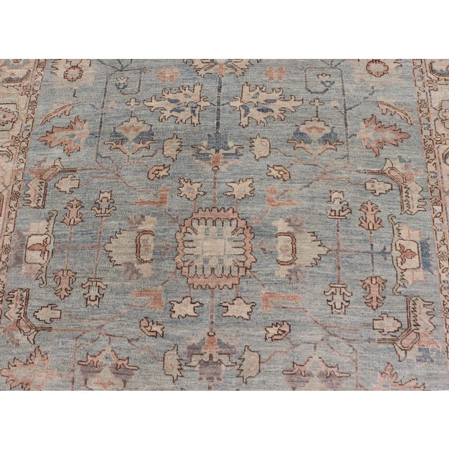 Afghanistan Tabriz Rug With Pale Blue Field and Soft Floral Design For Sale - Image 12 of 18
