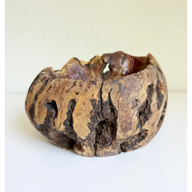 Contemporary 1970s Rustic Burl Wood Vessel For Sale - Image 3 of 12