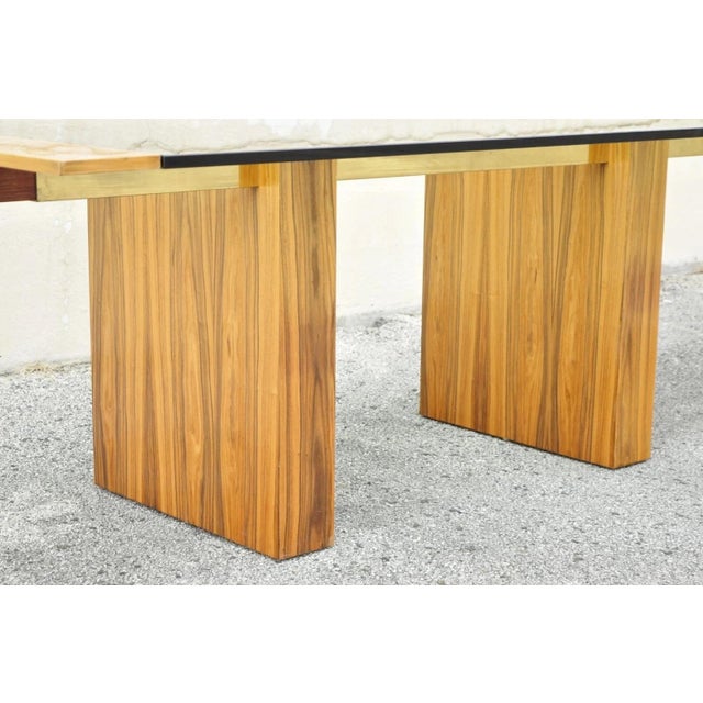 Late 20th Century Late 20th Century Kagan Lacquered Rosewood and Brass Cantilever Glass Top Extension Dining Table For Sale - Image 5 of 18