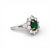 Art Deco Vintage French Emerald & Diamond Daisy Ring - 18k White Gold - Circa 1990, Size 6.25 For Sale - Image 3 of 6