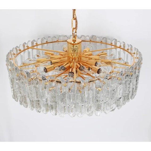 1970s Large Gilt Brass Glass Chandelier Palazzo from Kalmar, Austria, 1970s For Sale - Image 5 of 15