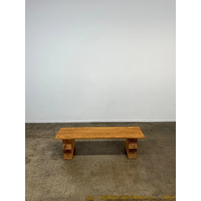 Mid-Century Modern Made “Zigzag” Bench - Light Finish For Sale - Image 3 of 18