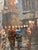 Rustic European Vintage Impasto European Street Scene Oil Painting in Gilt Frame For Sale - Image 3 of 4