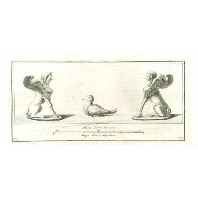 Ancient roman statue, from the series "antiquities of herculaneum", is an original etching on paper realized by vincenzo...