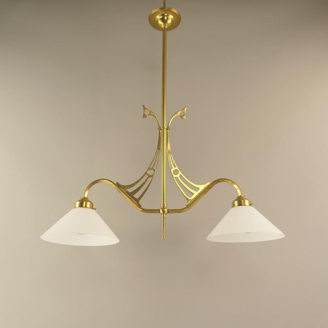 Gold Chandelier from Wiener Werkstätte, Vienna, 1920s For Sale - Image 8 of 10