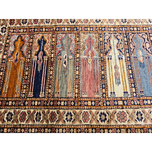 Early 20th Century Early 20th Century Turkish Silk Septh Prayer Rug, Hand-Woven, 2' x 3' For Sale - Image 5 of 12