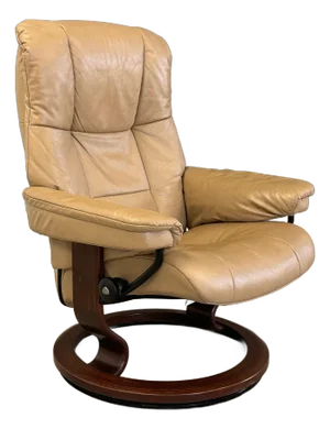 1970s Ekornes Stressless Tan Leather Reclining Lounge Chair