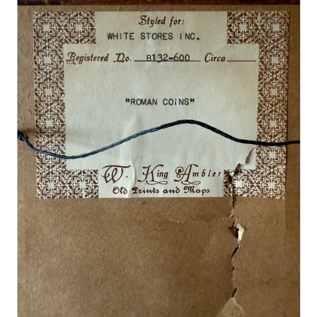 Pair of Mid Century Framed Roman Medallions or Coins For Sale - Image 12 of 13