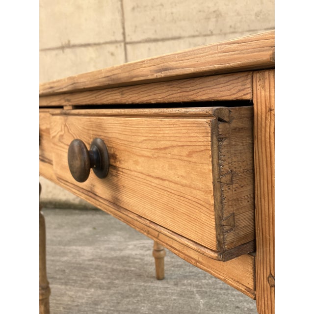 English Pitch Pine Console Table with Drawers For Sale - Image 9 of 14