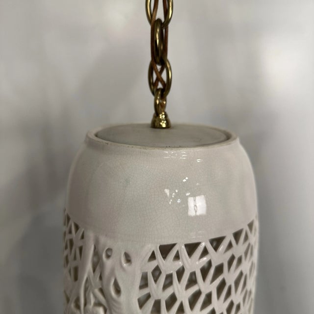 Triple-Pendant Reticulated Blanc De Chine Chandelier For Sale - Image 12 of 12