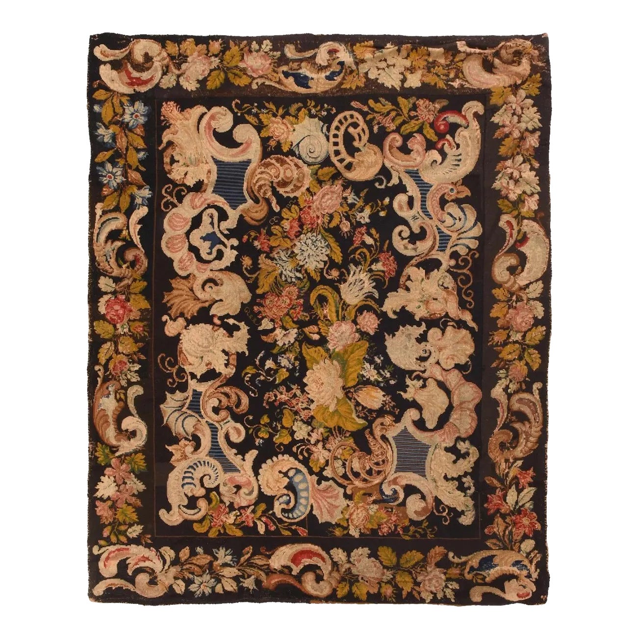 Antique Needle Point Rug 5'2'' x 6'4'' | Chairish