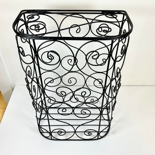 1980s Vintage French Style Curled Metal Hamper With Hinged Lid. For Sale - Image 4 of 13
