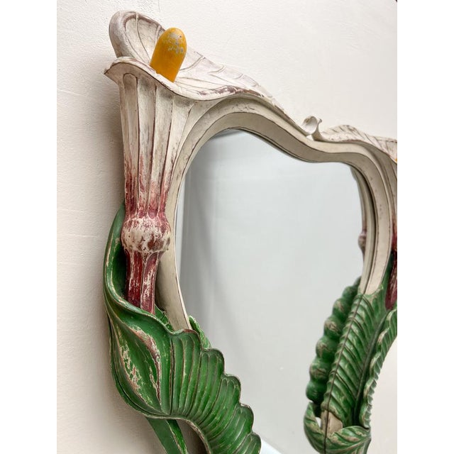 Art Nouveau Carved Wood Mirror with Calla Lilys, 1900s For Sale - Image 10 of 15