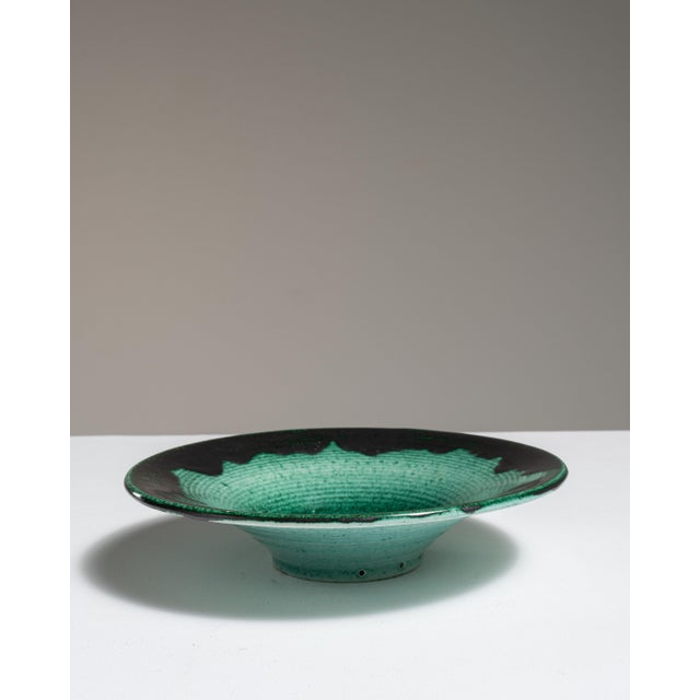 1960s France Teal Ceramic Serving Bowl For Sale - Image 15 of 15