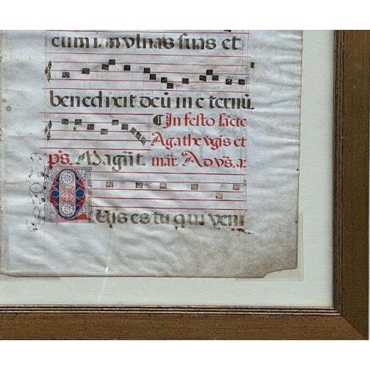 Animal Skin Pair of Monumental 16th Century Illuminated Manuscript Choir Book Pages on Vellum For Sale - Image 7 of 8