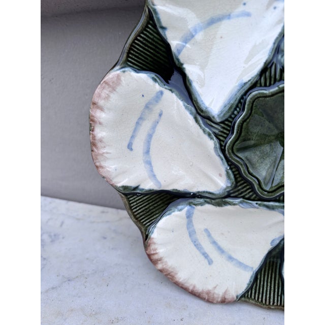 French French Majolica Oyster Plate Longchamp, Circa 1900 For Sale - Image 3 of 5