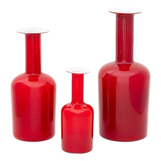 Collection of Three Otto Brauer for Kastrup Holmgaard Glass "Gulvvase" Vases For Sale