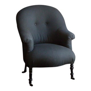 Vintage French Re-Upholstered Crapaud Chair For Sale