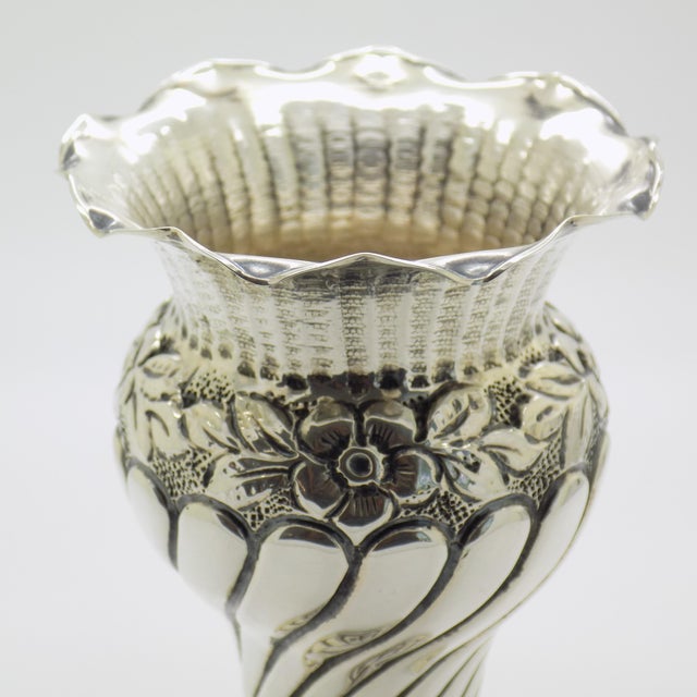 Vintage Italian Handmade Silver Vase, Palermo, Sicily, Italy, 1970s For Sale - Image 3 of 15