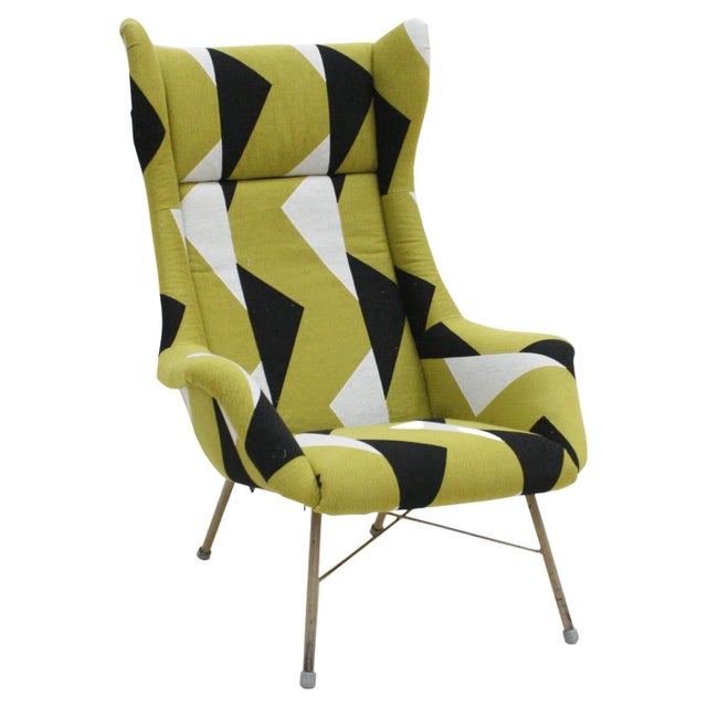Metal Mid-Century Armchair Geometric Fabric from Miroslav Navratils, Czech Republic, 1960s For Sale - Image 7 of 7