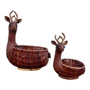 Vintage Wicker Deer/Reindeer Nesting Baskets- A Pair