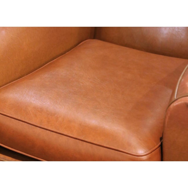Mid 20th Century Mid-Century French Art Deco Style Club Chair in Brown Bonded Leather For Sale - Image 5 of 8