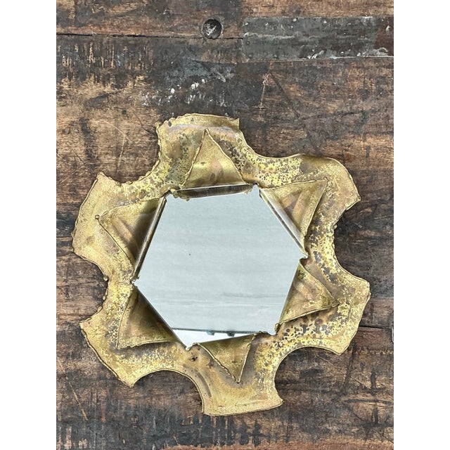 Vintage Punch Cut Brass Mirror For Sale - Image 12 of 12