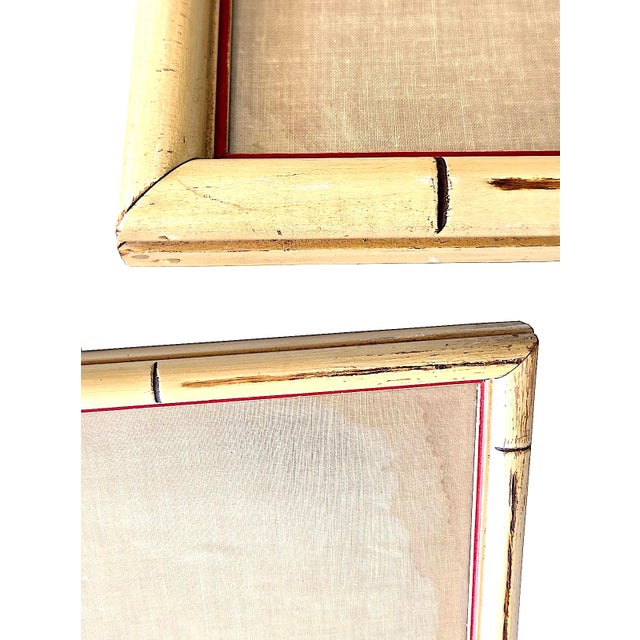 1930s Japanese Shōwa Era Crane Silk Panels With Faux Bamboo Frames, a Pair For Sale - Image 9 of 9