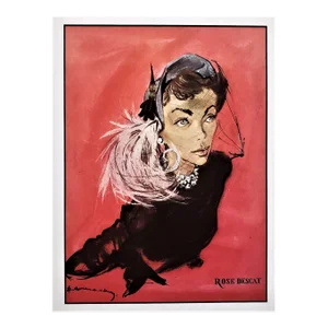 1949 French Mid-Century Fashion Print, Matted