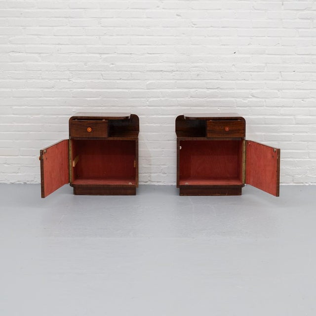 Brown Art Deco Bedside Tables, 1920s, Set of 2 For Sale - Image 8 of 18