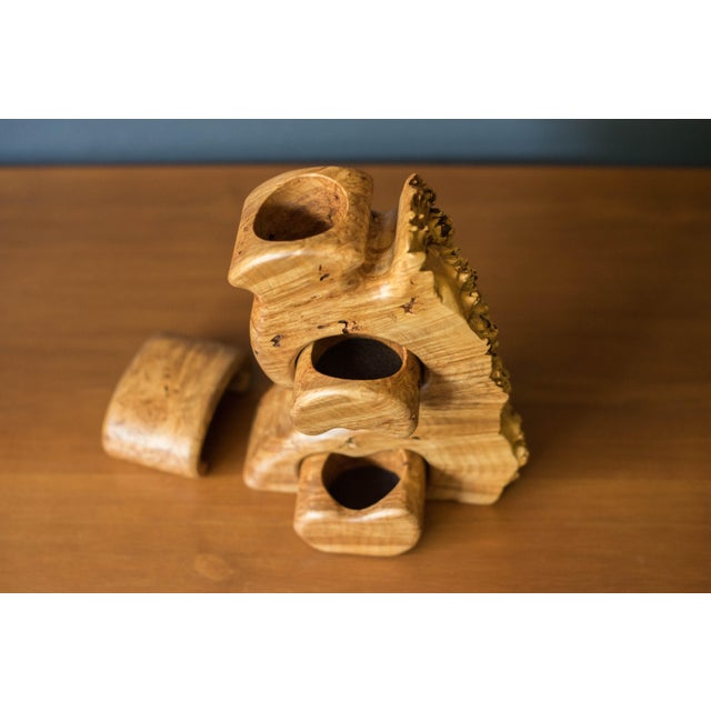 Vintage Sculptural Maple Burl Wood Jewelry Puzzle Box by Fred and Marilyn Buss For Sale - Image 4 of 11