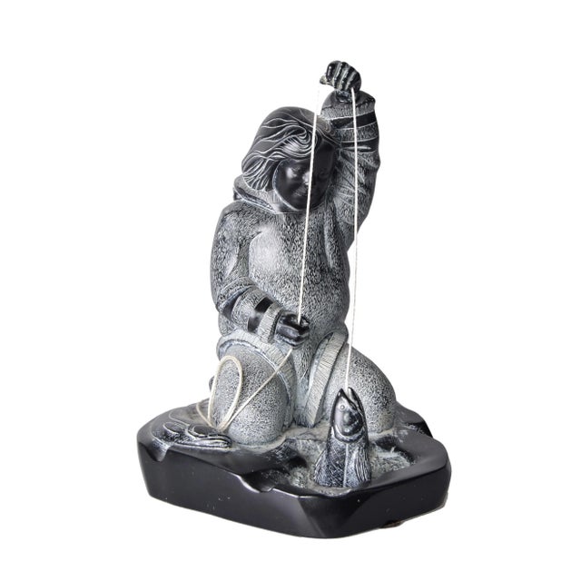 Mid-Century Modern 1980s Boma Eskimo Salmon Fisher Sculpture For Sale - Image 3 of 8