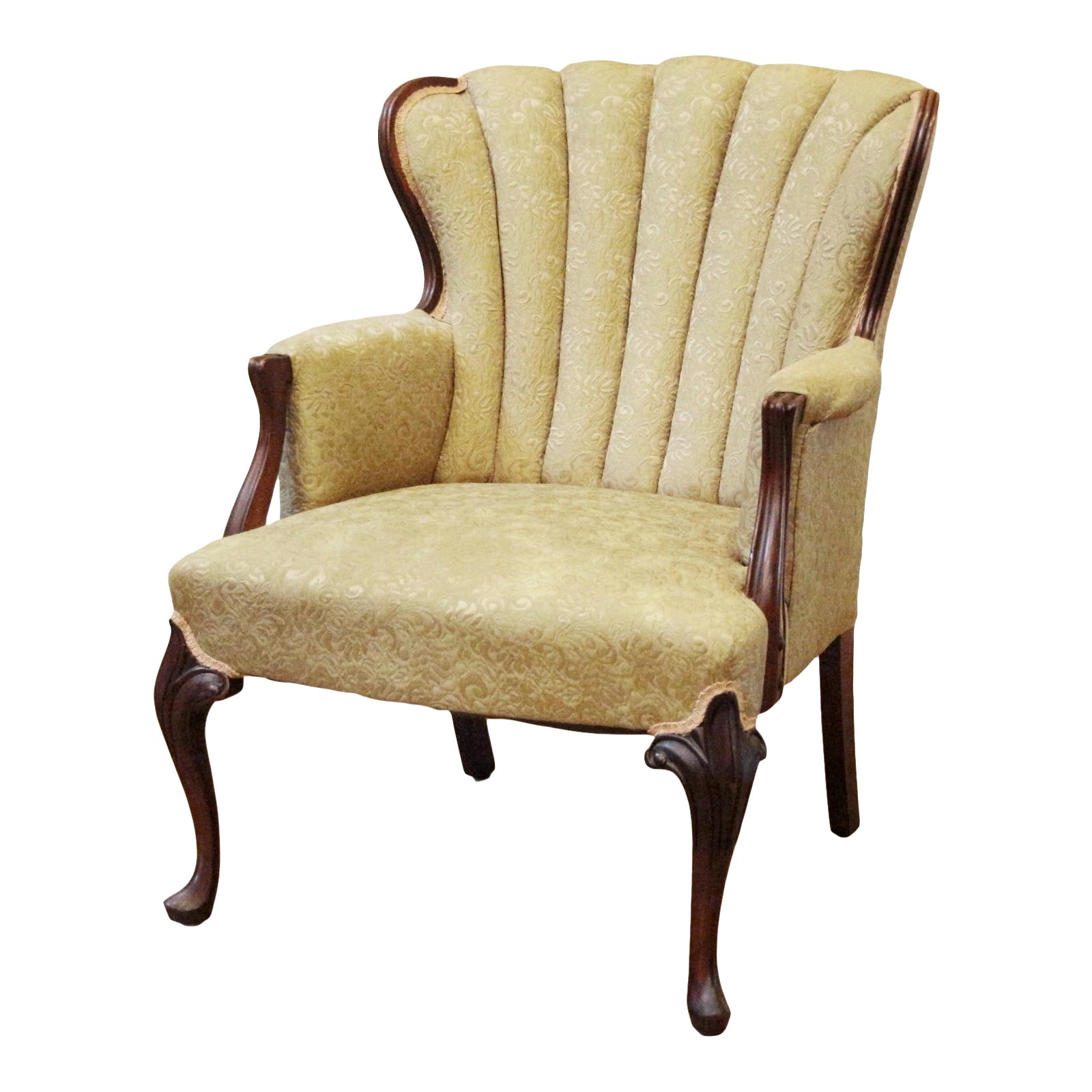 1940s Vintage Channel Fan Back Arm Chair Chairish