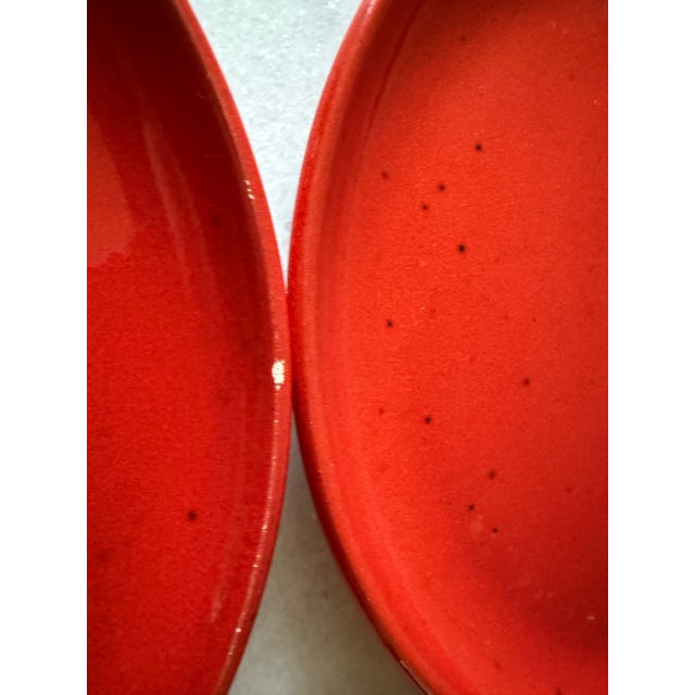 Set of 6 Red Gerz West German Pottery Small Plates For Sale - Image 11 of 11