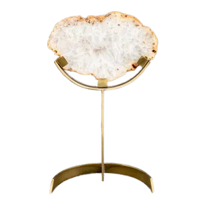 Quartz Crystal Mineral Specimen on Brass Stand