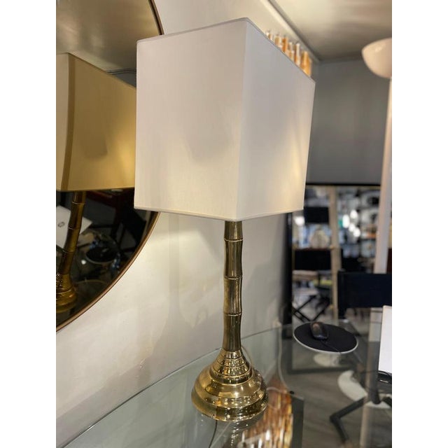 Brass Table Lamp with a Faux Bamboo Stem, 1970s For Sale - Image 3 of 13