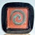 Vintage Square Tray with Tentacle Swirl Pattern in Orange, Teal and Black by Expert Potter Collin Rosebrook Measures...
