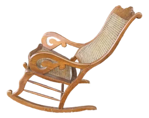 Late 19th Century Cane Back Tiger Maple Rocking Chair