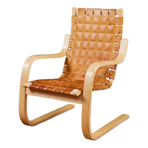 Alvar Aalto Cantilevered Leather Lounge Chair for Artek