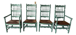 1930s Set of Four Charles Pollock Rush Seat Chairs