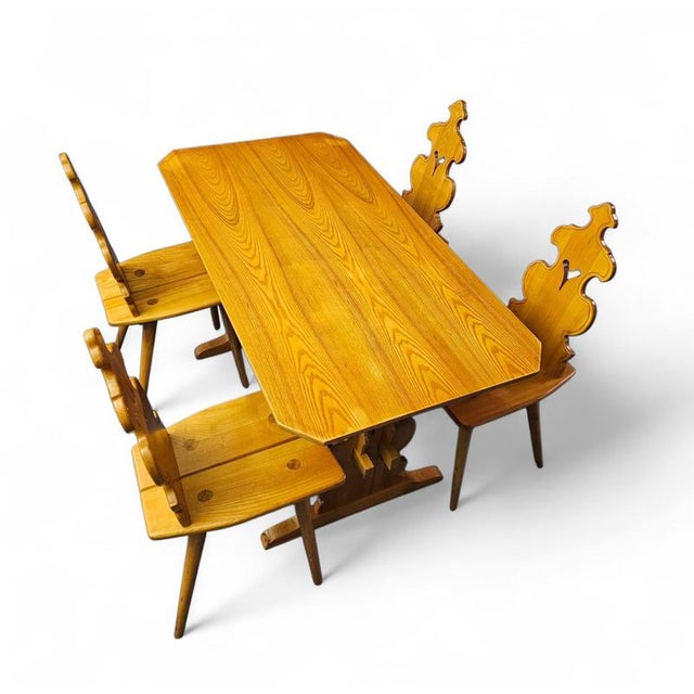 Tiroler Chairs and Table Set from Cepelia, Poland, 1960s, Set of 5 For Sale - Image 3 of 18
