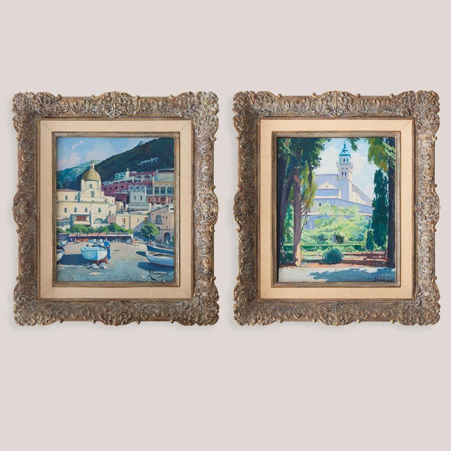 Positano and Valldemossa, Landscapes, 1990s, Oil on Canvas, Set of 2 For Sale - Image 14 of 14