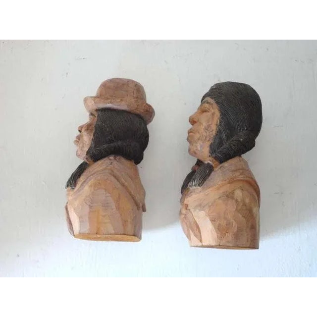 Wood Pair of Folk Hand Carved & Painted Indians -Signed J.I.Lizio For Sale - Image 7 of 8