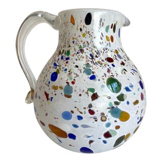 Signed Original Studio Art Glass Confetti Pitcher Attributed to Josh Gelfand, Dated 2009 For Sale