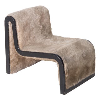 Postmodern Italian Chaise Longue in Brown Faux Fur, 1980s For Sale