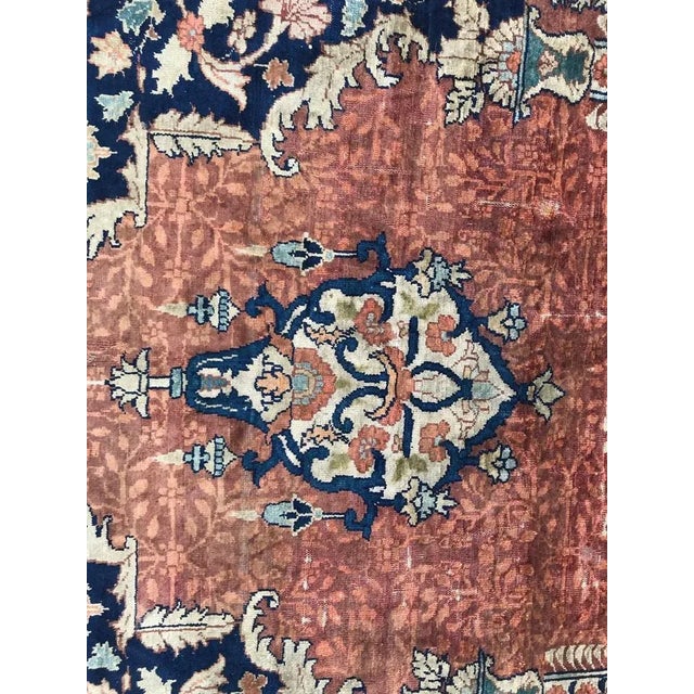 Very beautiful and fine late 19th century silk prayer rug, with a beautiful mihrab design and natural colors with orange,...