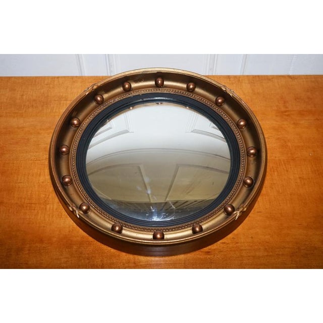 Gold Antique Convex Gilt Wood Butler's Wall Mirror, 1920s For Sale - Image 8 of 12